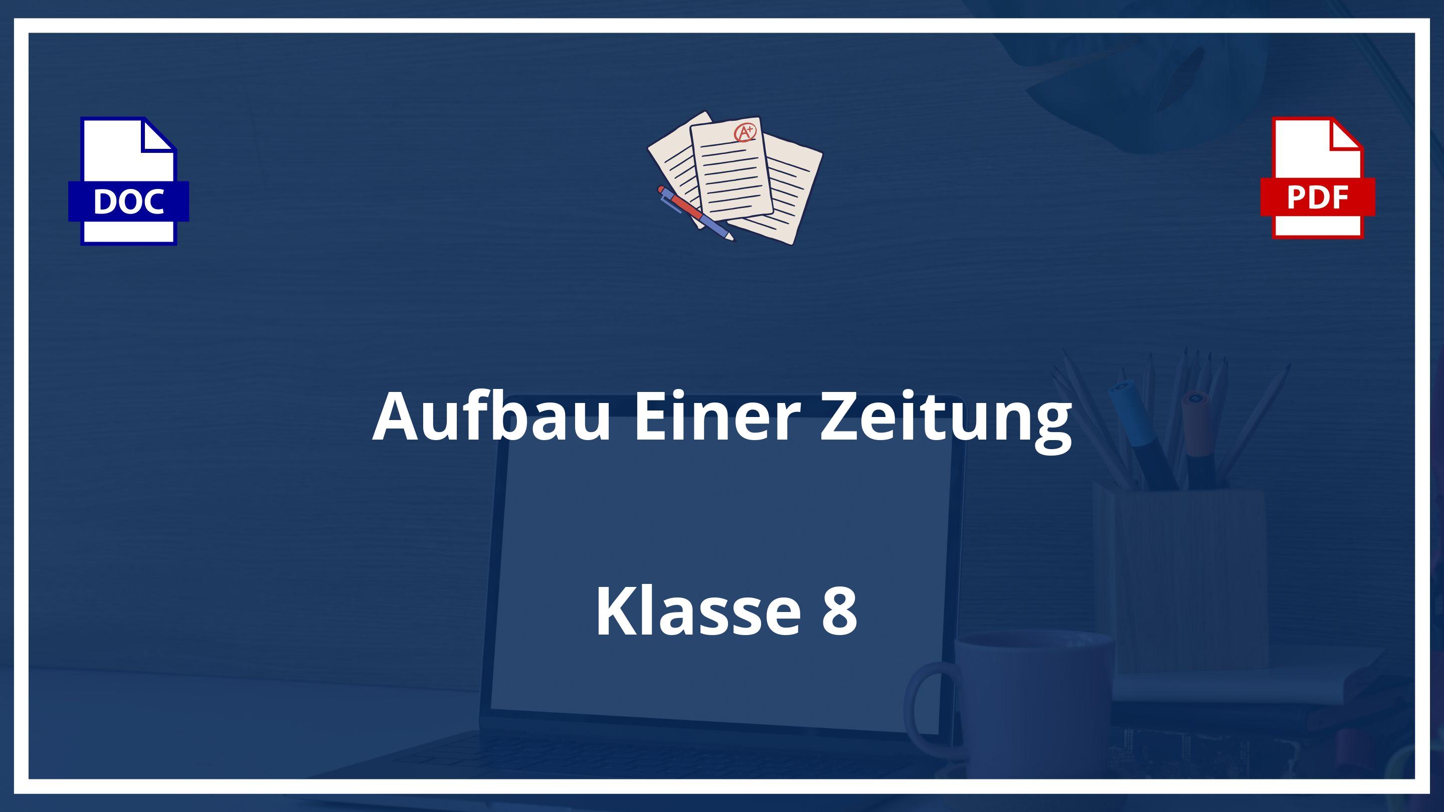 Aufbau Einer Zeitung 8 Klasse PDF