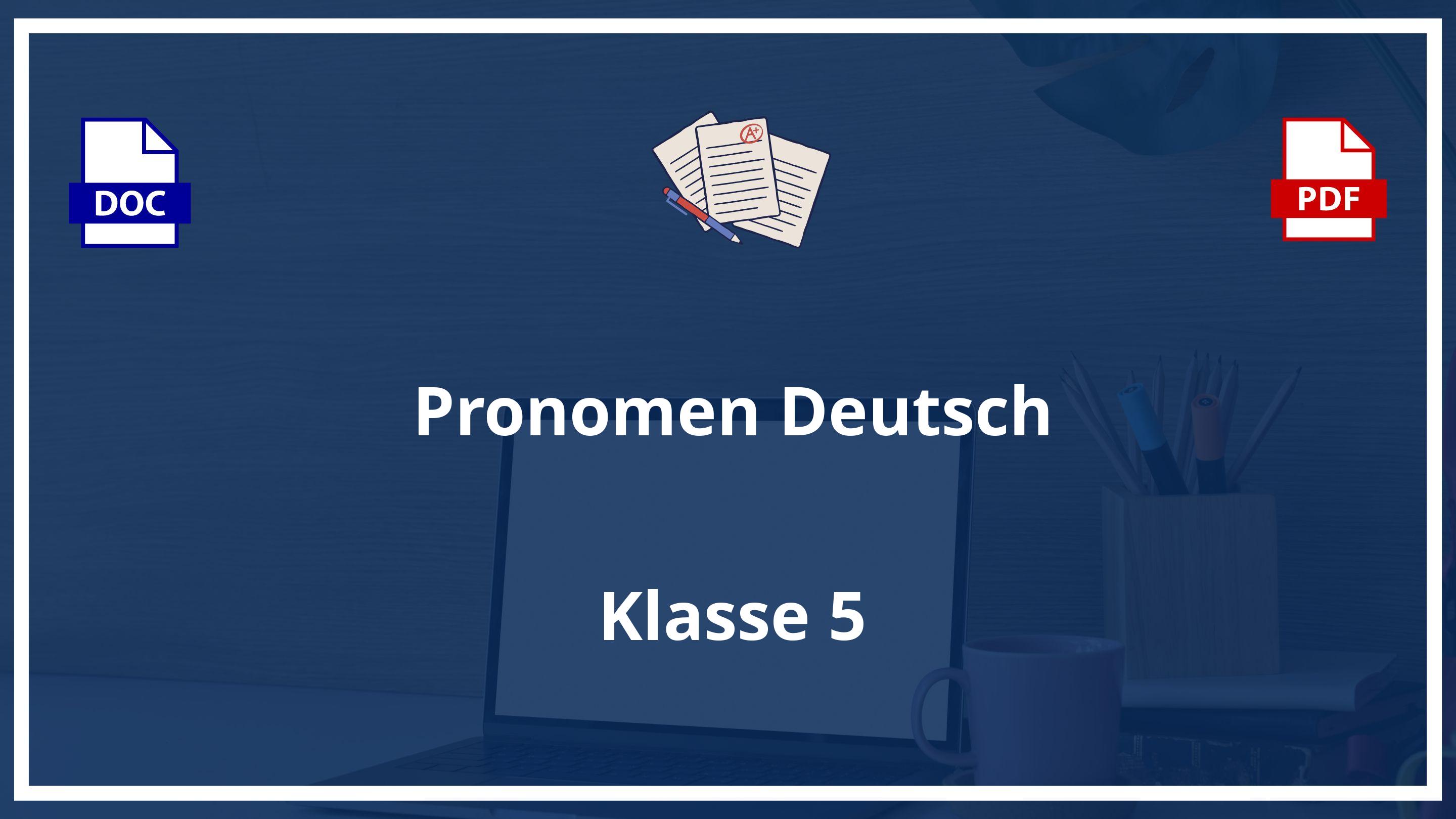 Pronomen Übungen 5 Klasse Deutsch PDF