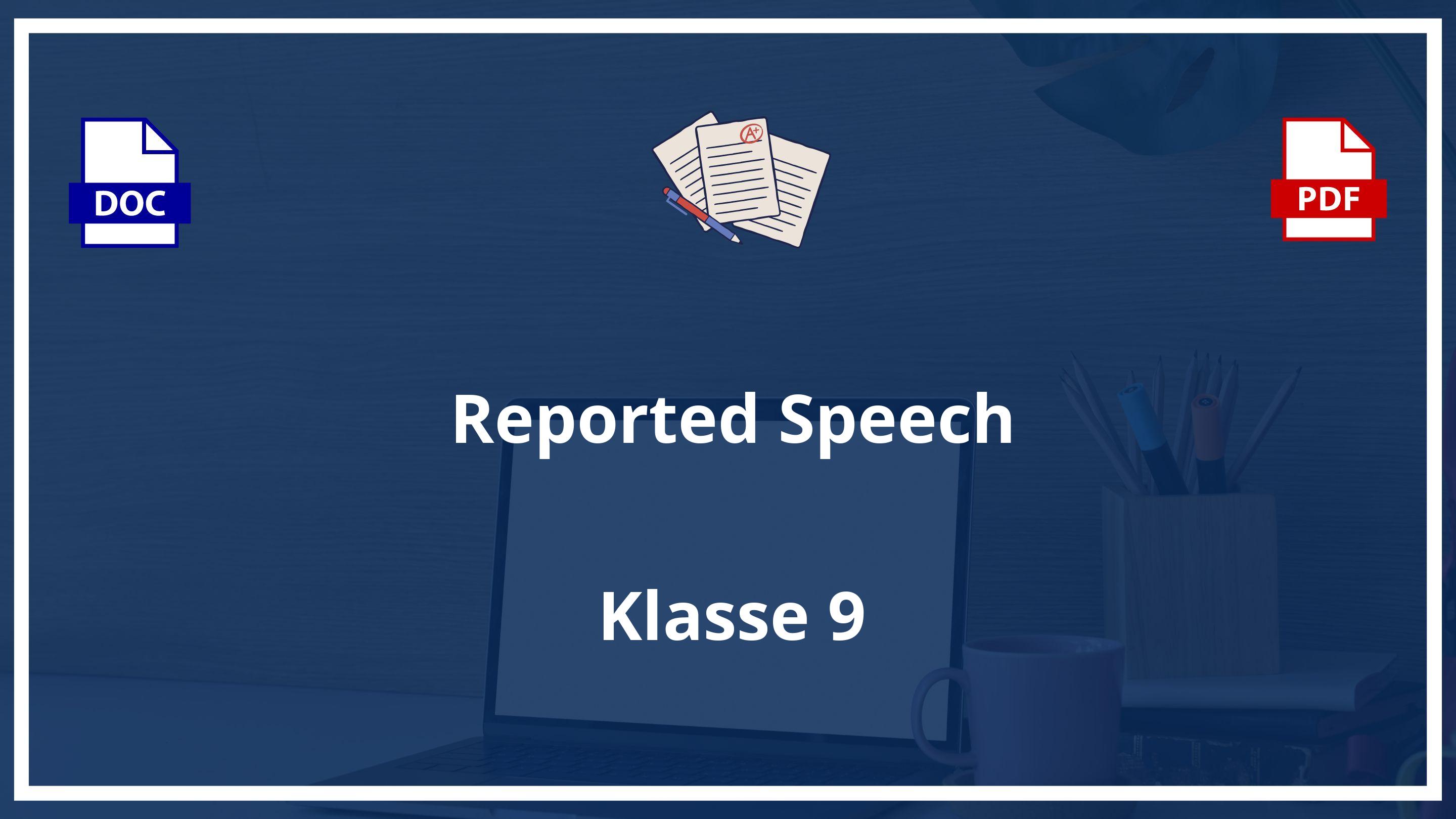 Reported Speech Übungen Klasse 9 PDF