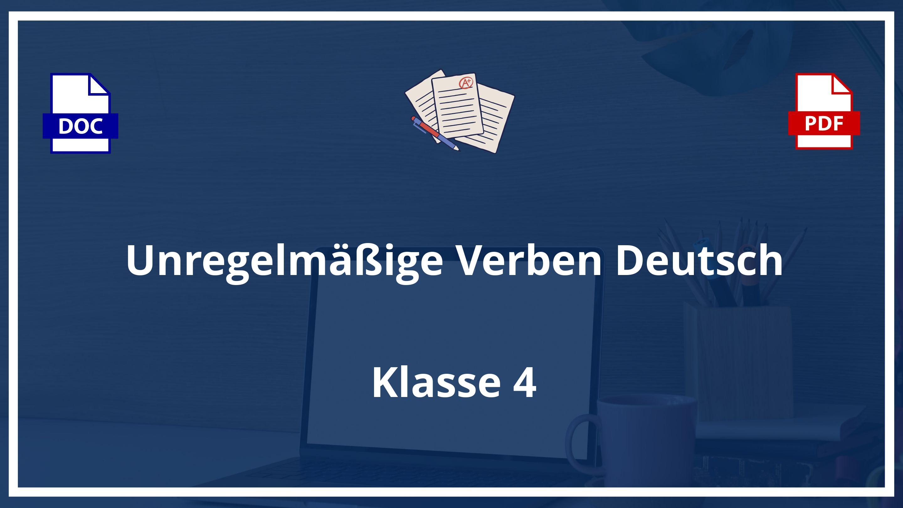 Unregelmäßige Verben Deutsch 4 Klasse PDF